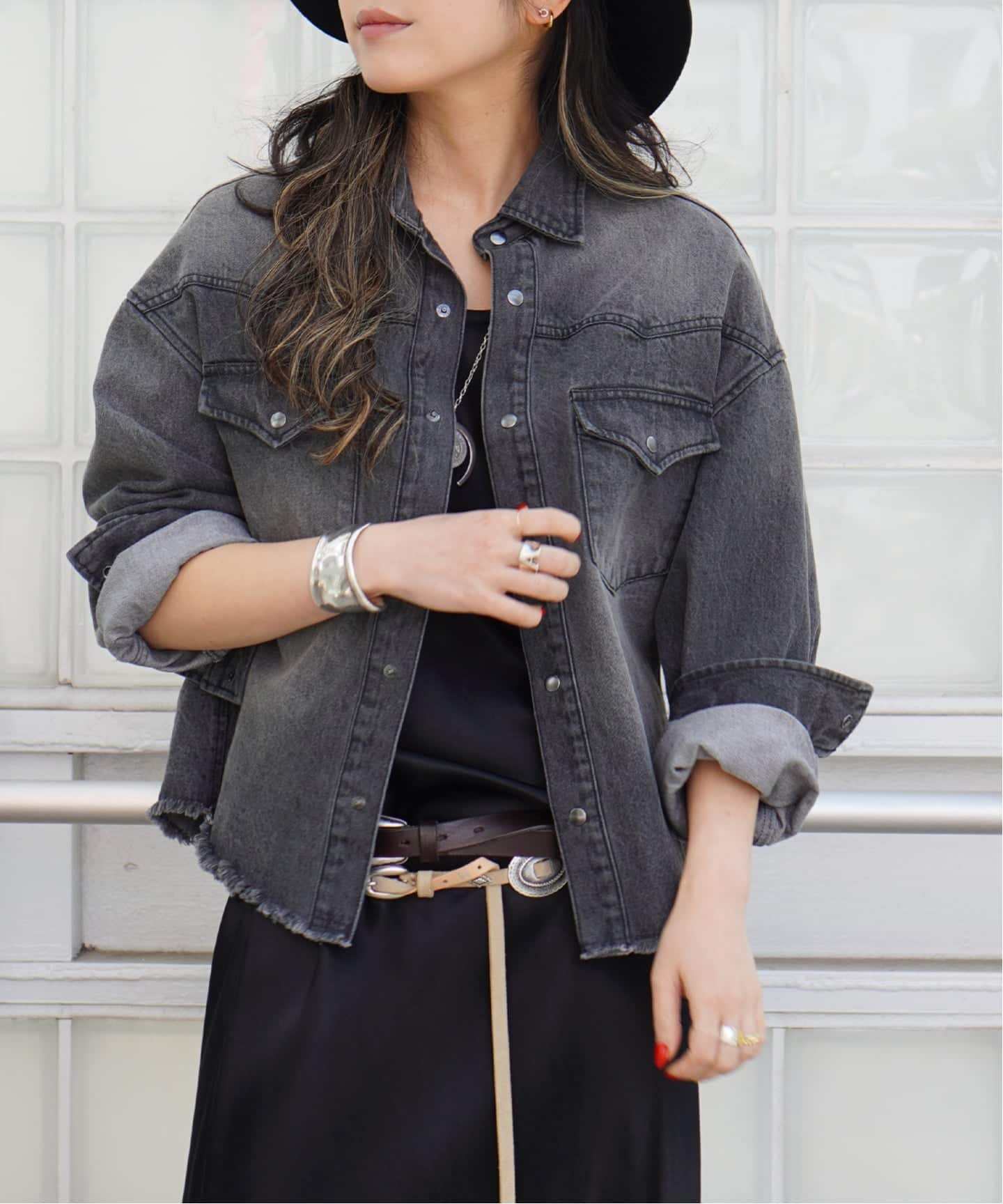 予約》デニムクロップドシャツ（シャツ／ブラウス）｜AP STUDIO