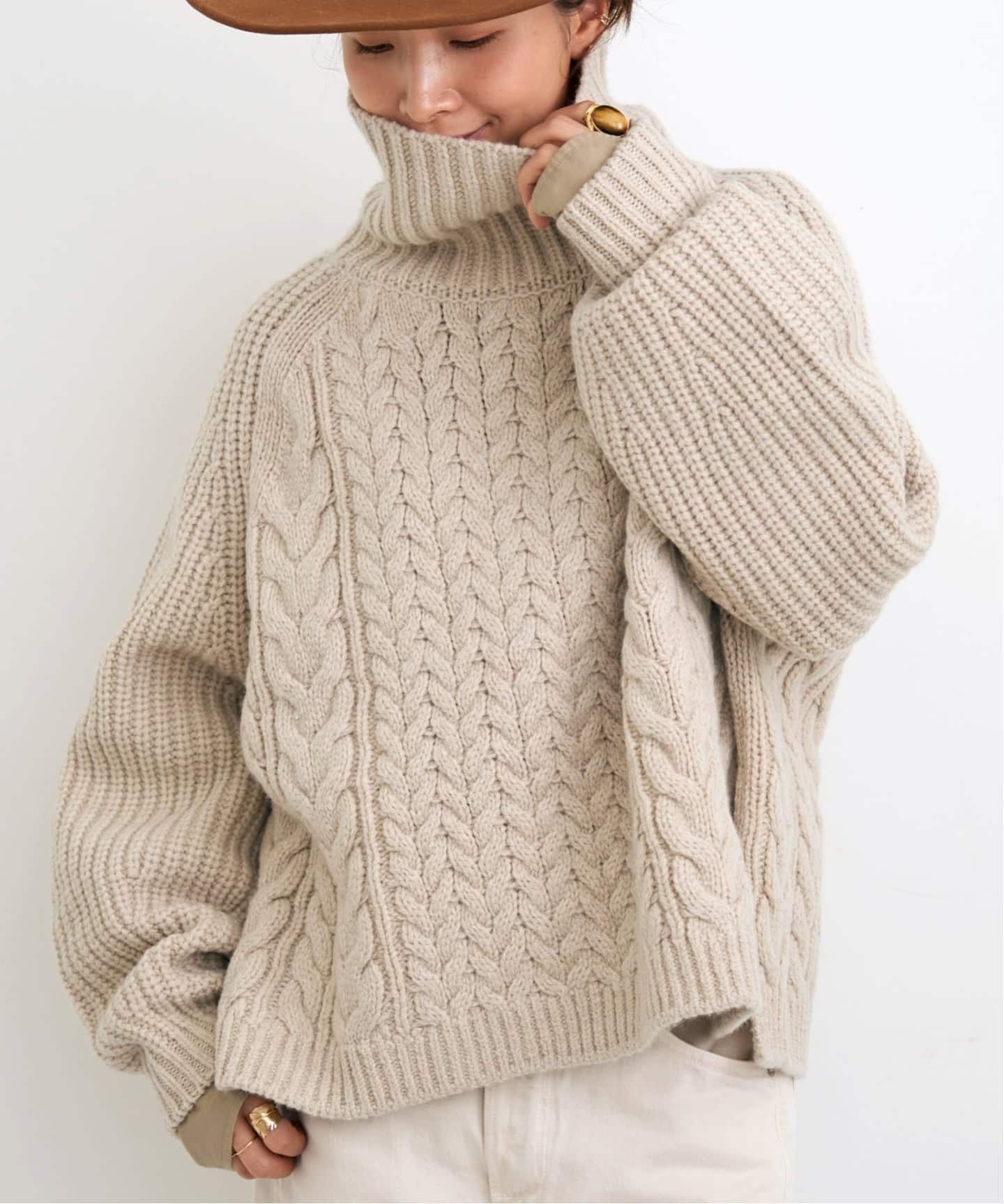 edit & co./エディットアンドコー】 Mixed Cable Aran Sweater（ニット