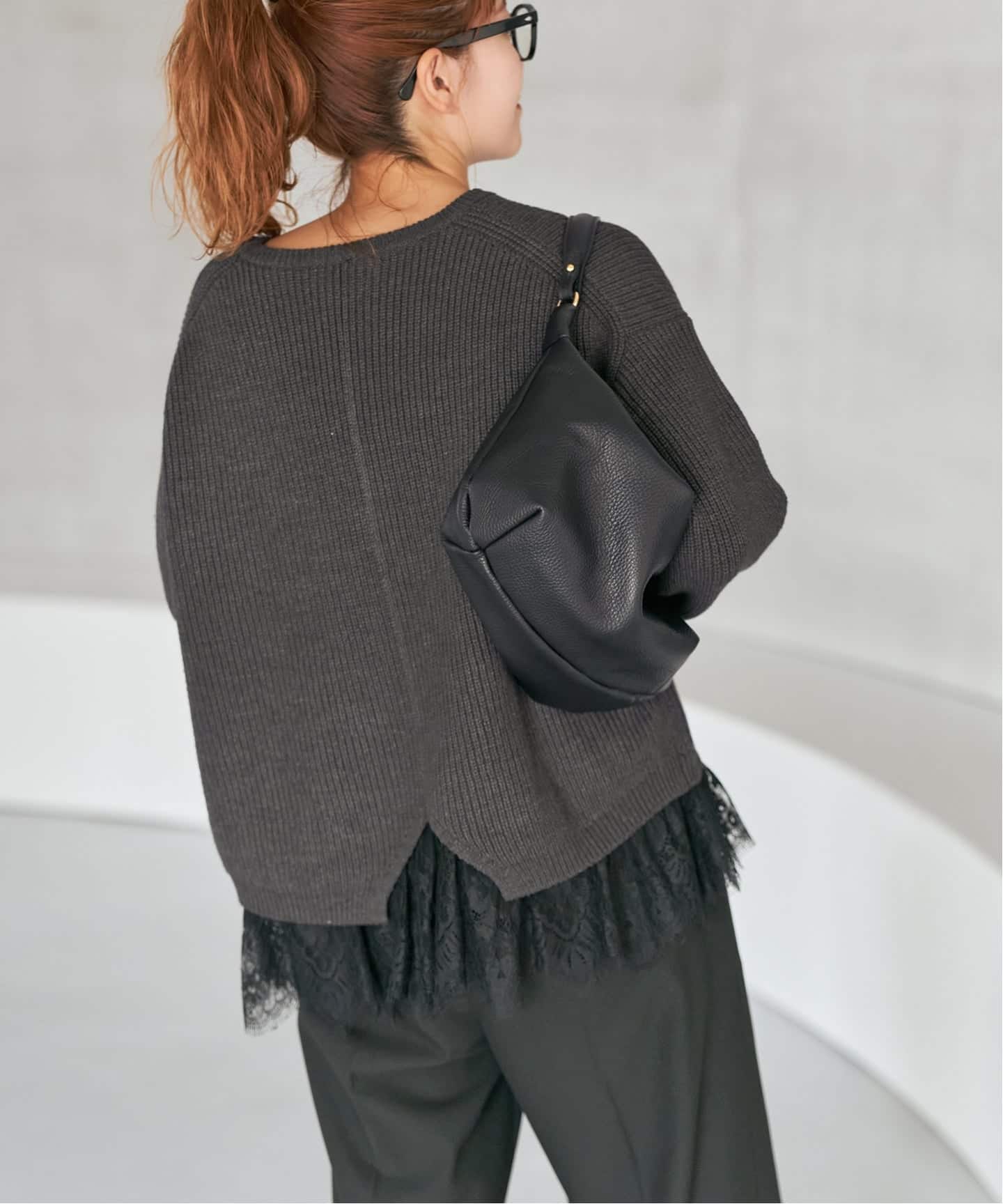 追加3》レースドッキング畦ニットプルオーバー（ニット／セーター