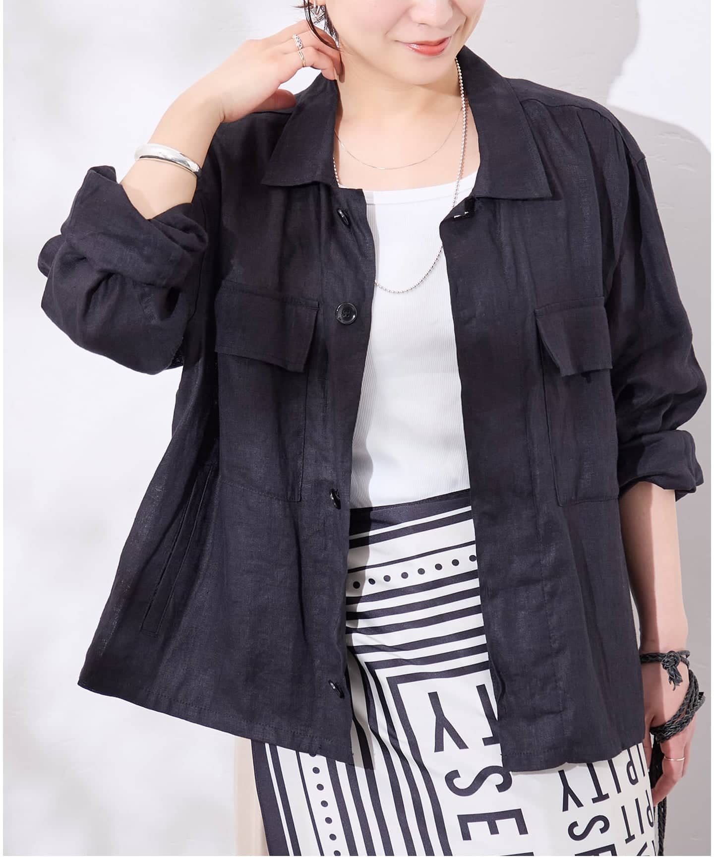 追加予約》リネンミリタリージャケット（ミリタリー）｜JOURNAL