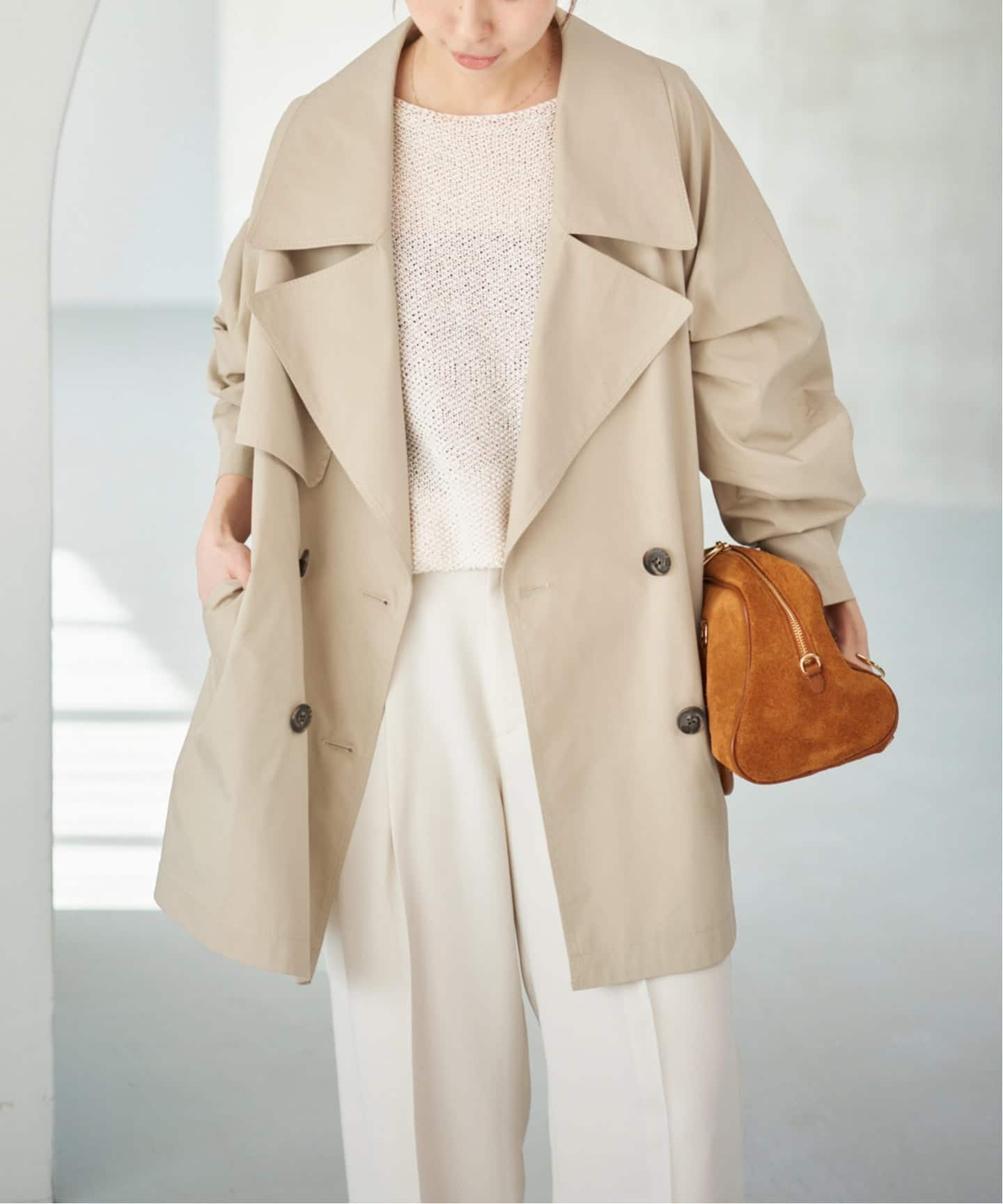 新色有り / 追加》C/Pミドル丈トレンチコート（トレンチコート