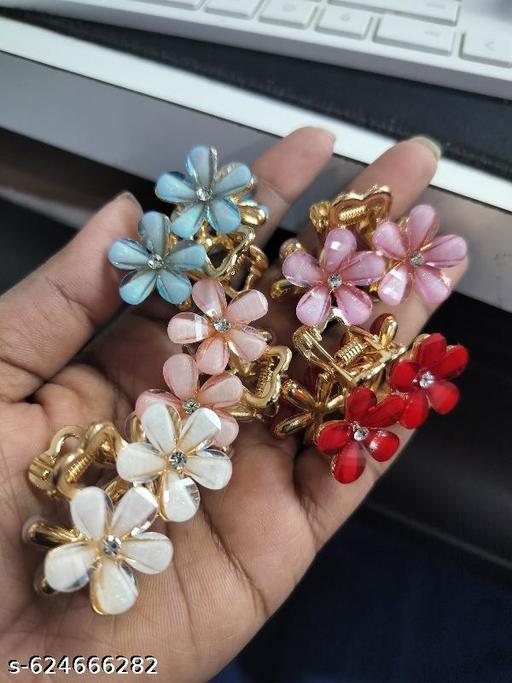 5Pcs Mini Claw for Women Rhinestones Hair Stapler Small Hair