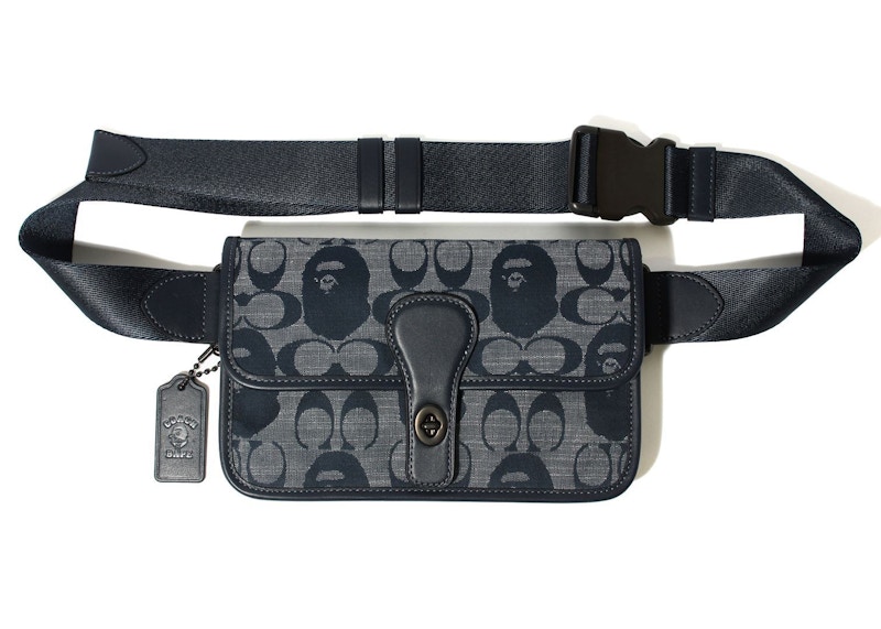 Coach x BAPE Turnlock Tab Belt Bag Navy in Canvas/Leather - US