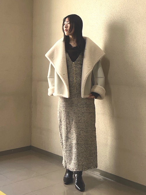 ニットツイードフリンジジャンパースカート｜ラグナムーン（LAGUNAMOON