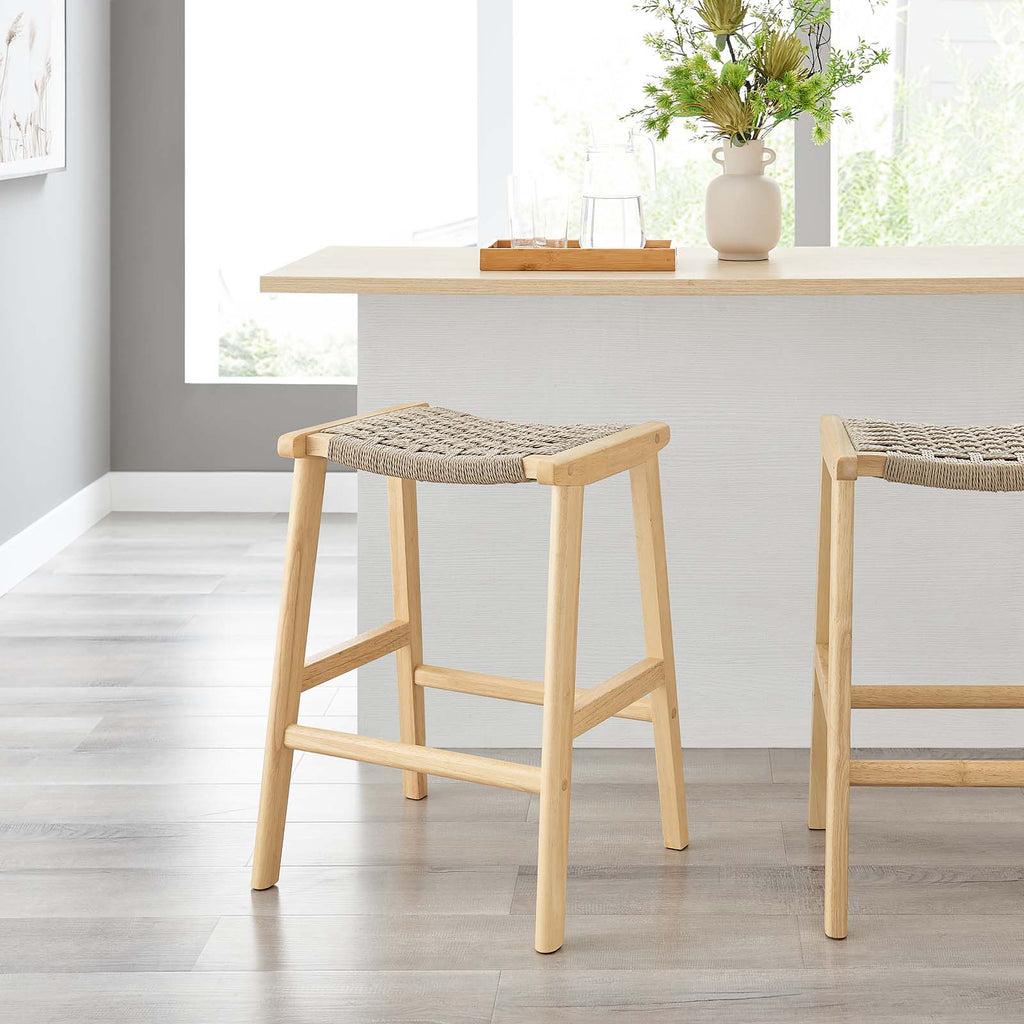 EEI6548NATNAT by Modway - Saoirse Woven Rope Wood Counter Stool