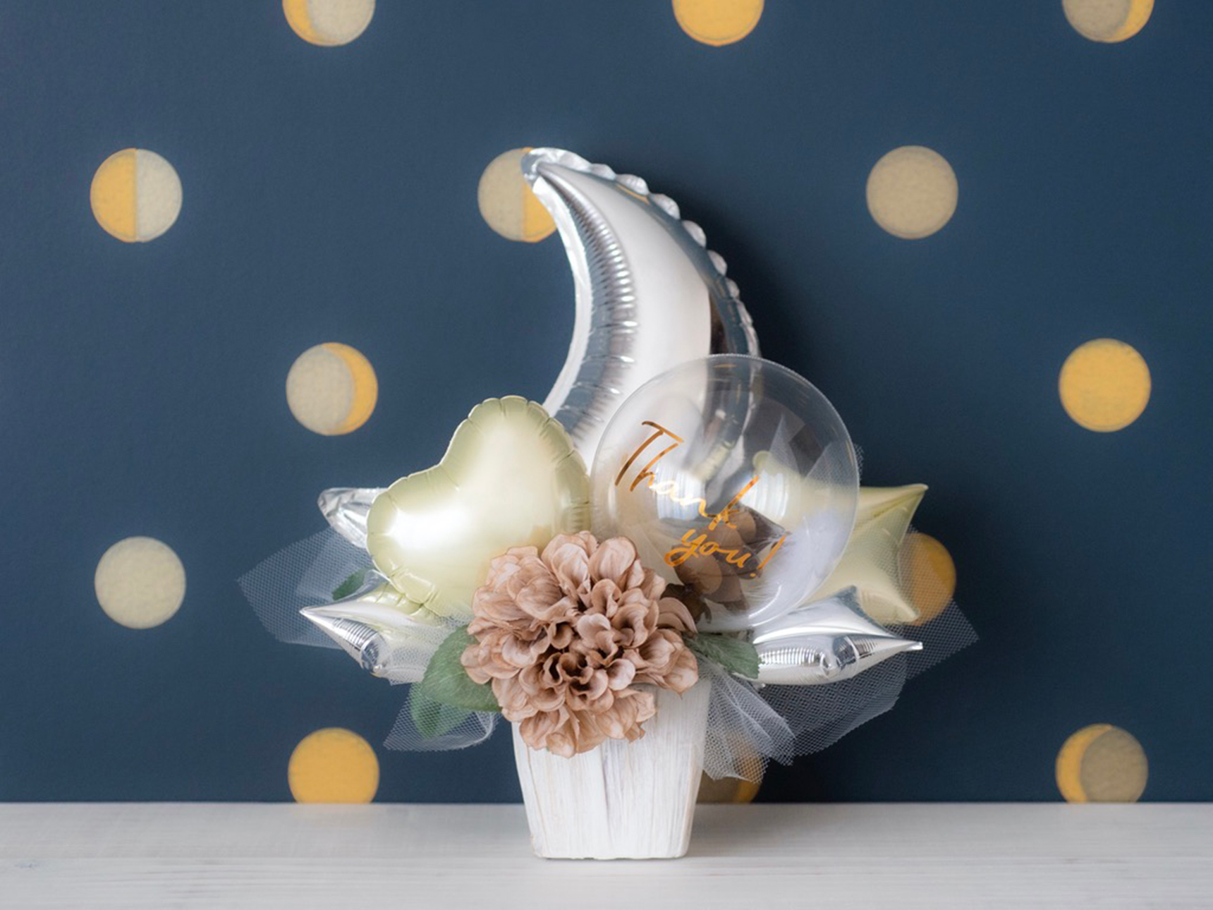 文字入れオプション可】バルーンアレンジメント ムーンM シルバー