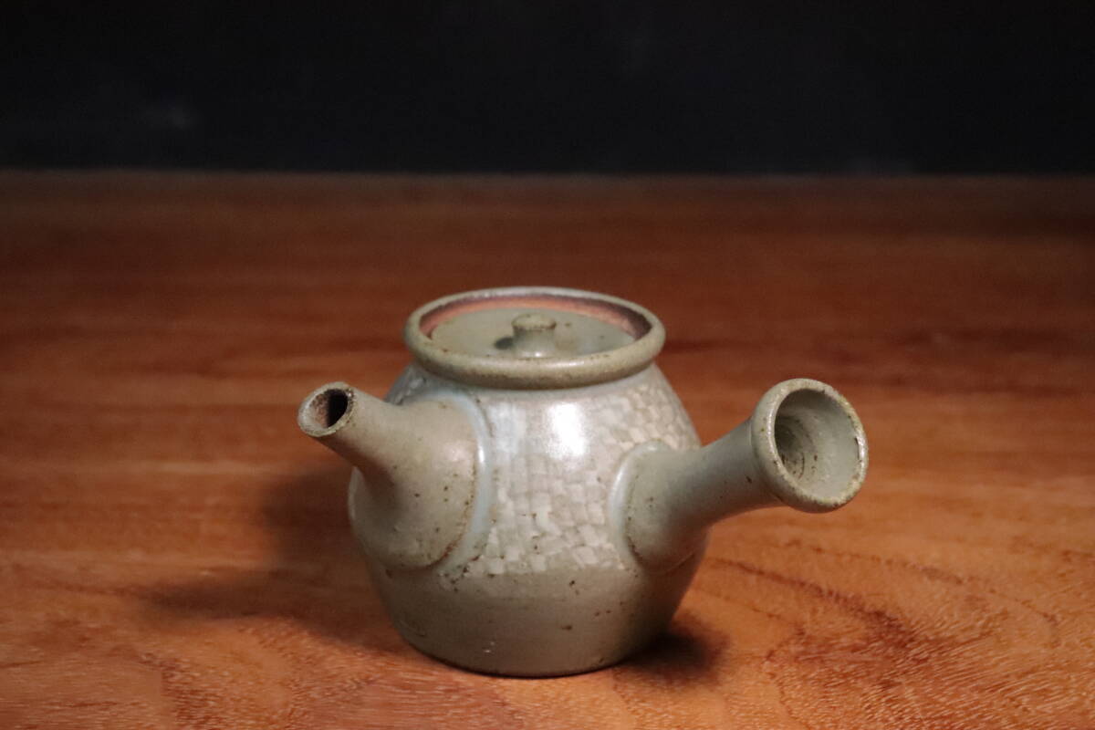 益子焼 人間国宝 島岡達三作 象嵌急須 共箱付 益子焼 人間国宝 島岡