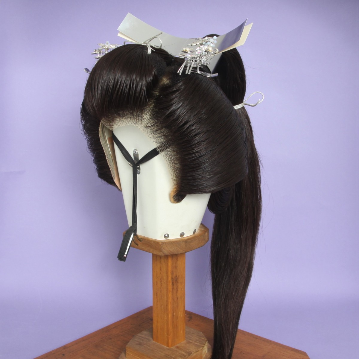 夜会巻き風変わり結い、小サイズ(網無しタイプ)、中古舞踊かつら、大衆