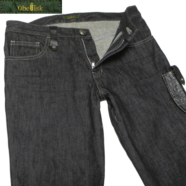 Obelisk ヘビ柄型押し本革づかい ブーツカット／スキニーシューカット