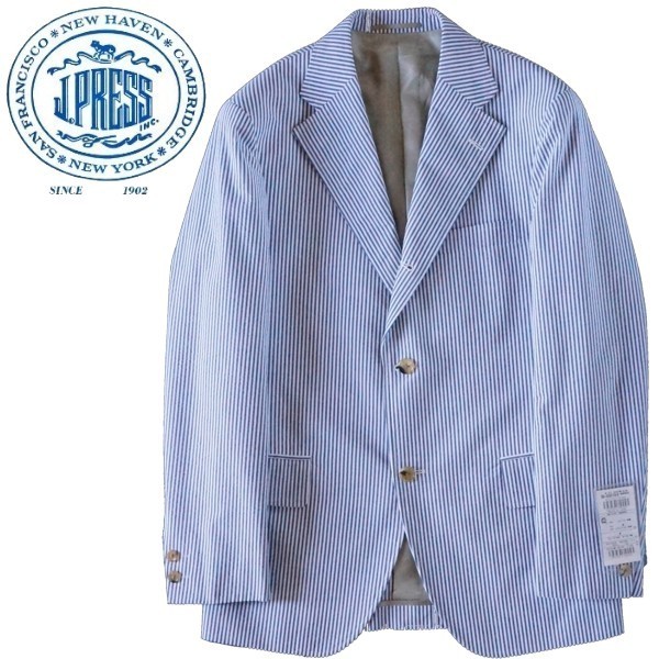 新品】新品 Jプレス シアサッカー ジャケットMネイビーストライプ J