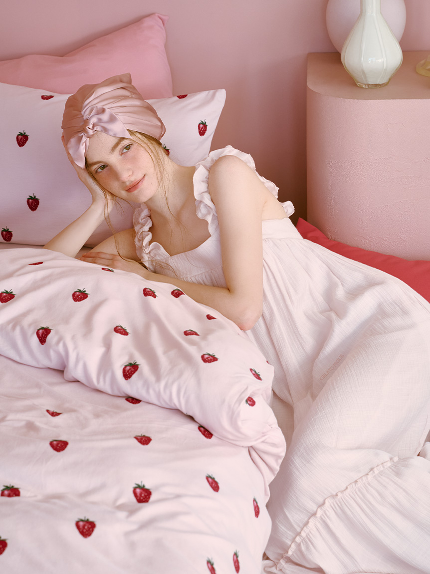 Sleep】ストロベリー柄3点セット（ダブル）(寝具セット)｜ルームウェア