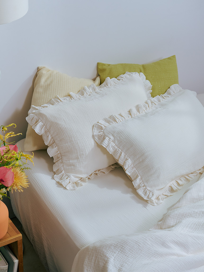 Sleep】ダブルガーゼフリル ピローケース(枕カバー)｜ルームウェア