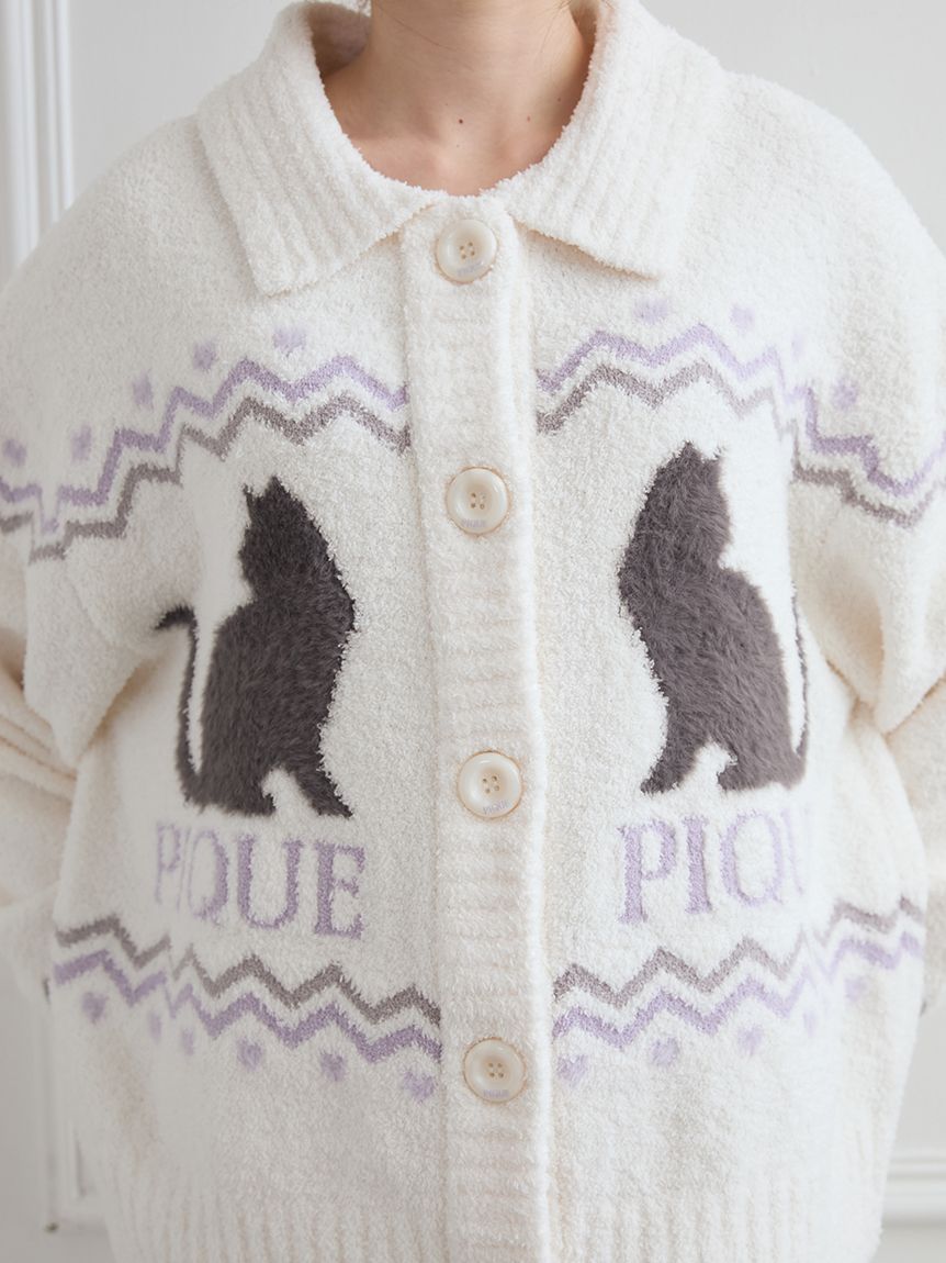 CATジャガード衿付きカーディガン(カーディガン・ガウン)｜ルーム