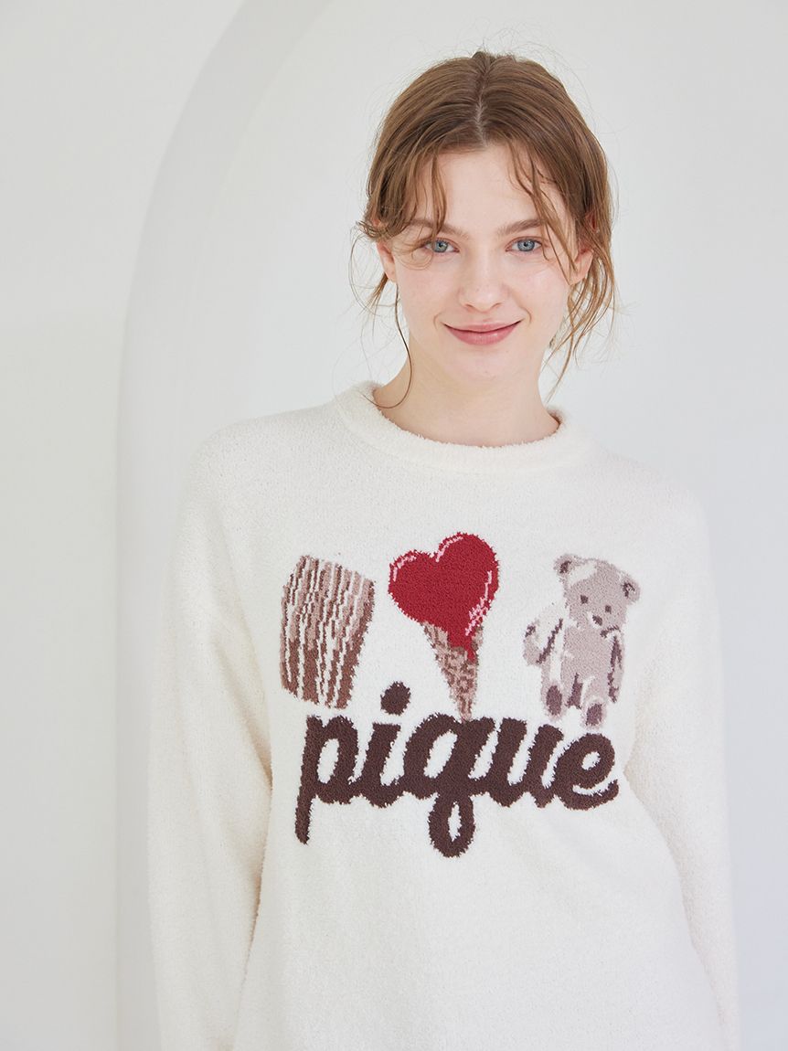 ワンポイントジャガードプルオーバー(ニットプルオーバー)｜ルーム