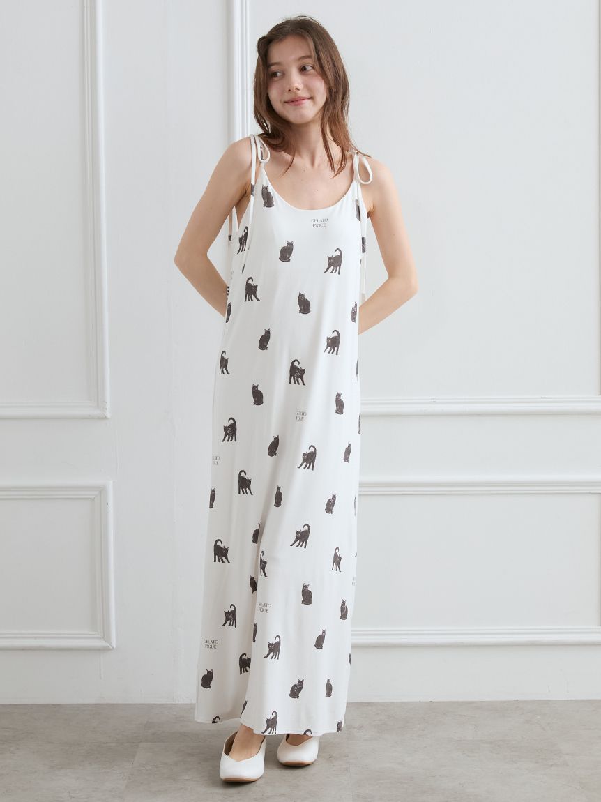 CAT総柄キャミワンピース(ワンピース)｜ルームウェア・パジャマ通販の