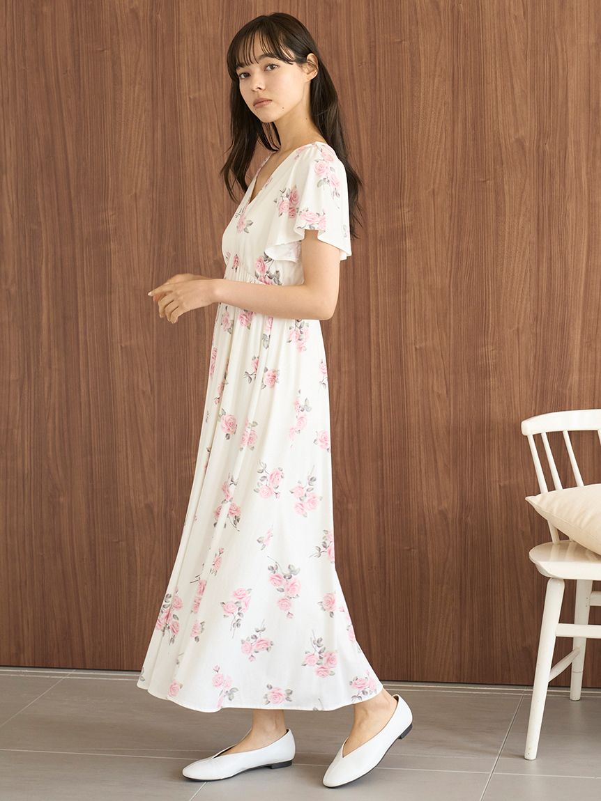 中花柄カップインワンピース(ワンピース)｜ルームウェア・パジャマ通販