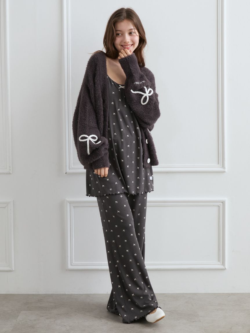 針抜きリボン柄カップインキャミソール(キャミソール)｜ルームウェア