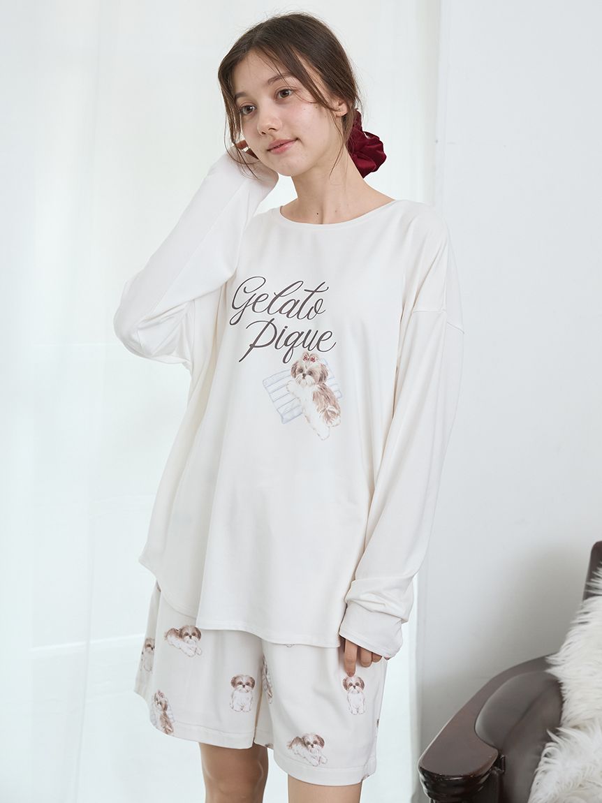 シーズーワンポイントロンT(カットソー・Tシャツ)｜ルームウェア