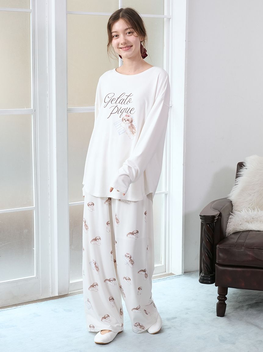 シーズーワンポイントロンT(カットソー・Tシャツ)｜ルームウェア