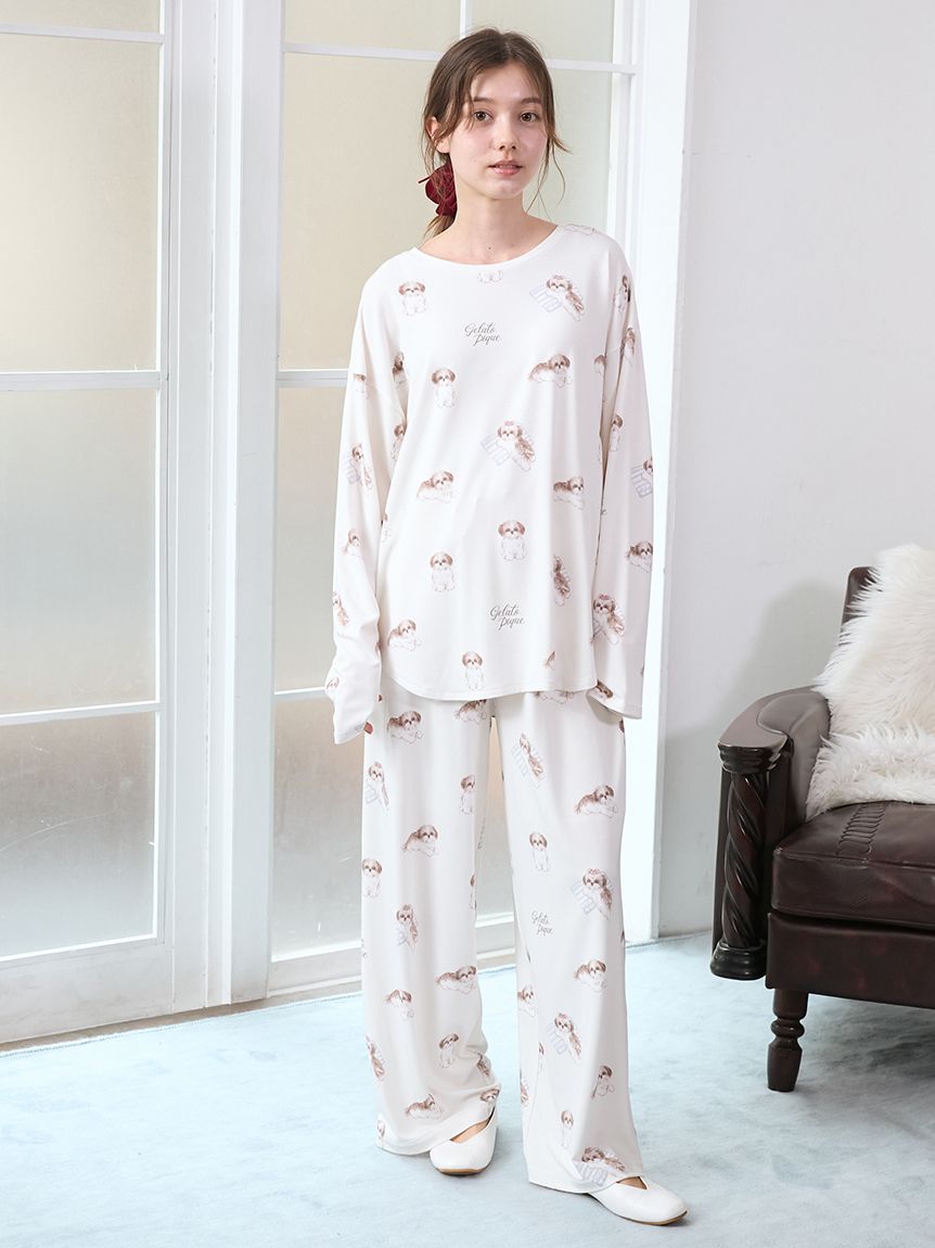 シーズー柄ロンT(カットソー・Tシャツ)｜ルームウェア・パジャマ通販の