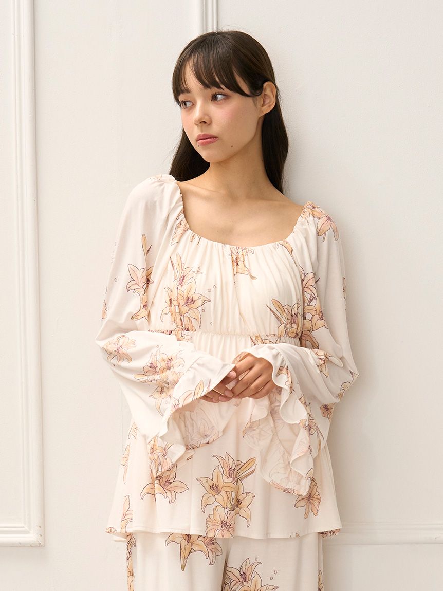 MUCHA】リリー柄カップインプルオーバー(カットソー・Tシャツ)｜ルーム