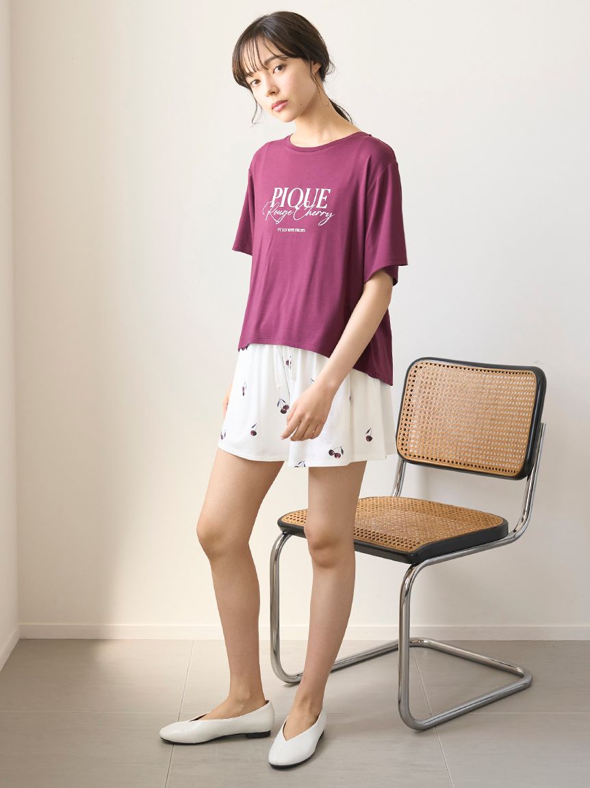 ONLINE限定】ルージュチェリーレーヨンロゴTシャツ＆ショートパンツ
