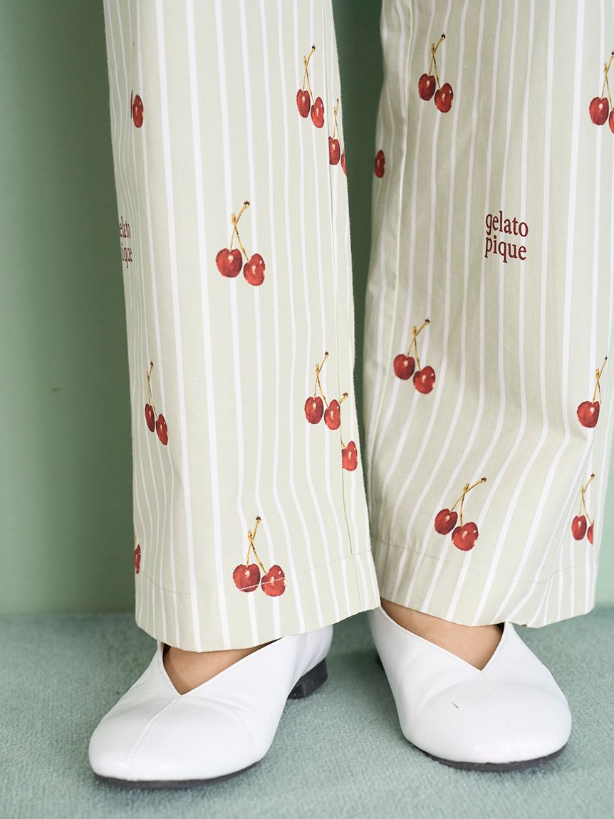 UNISEX】チェリー柄ロングパンツ(ボトムス)｜ルームウェア・パジャマ
