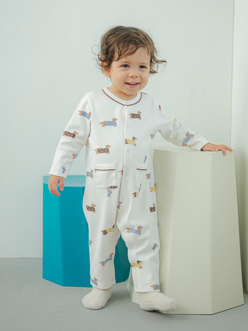 BABY】ダックスフンド柄ロンパース(ロンパース)｜ルームウェア