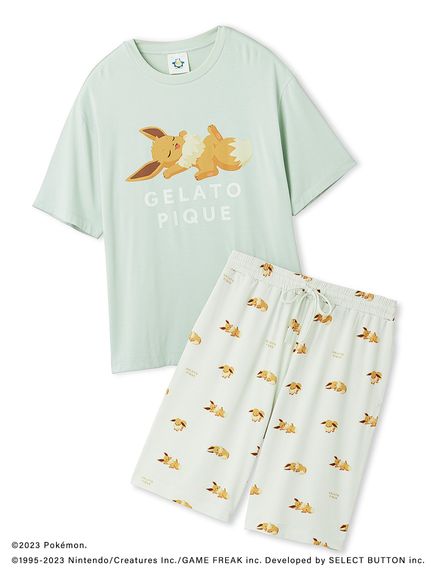 ポケモンスリープ】【メンズ】接触冷感プリントTシャツ＆ハーフパンツ