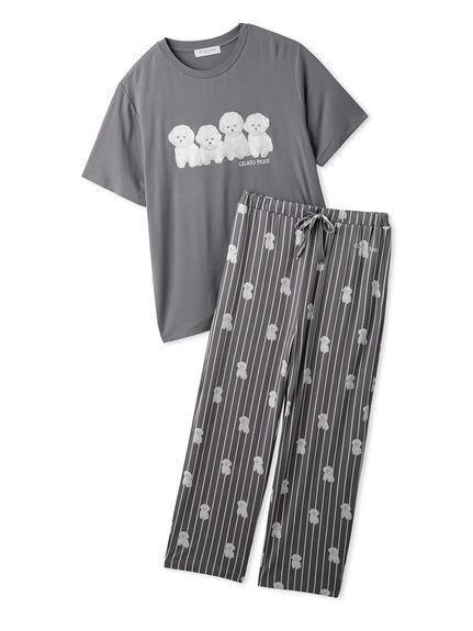 接触冷感】【ONLINE限定】【HOMME】ビションフリーゼ柄Tシャツ&ロング