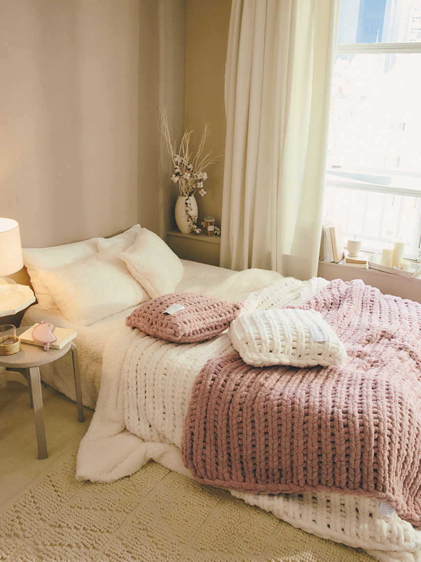 Sleep】チャンキーニット マルチカバー(ブランケット・タオルケット