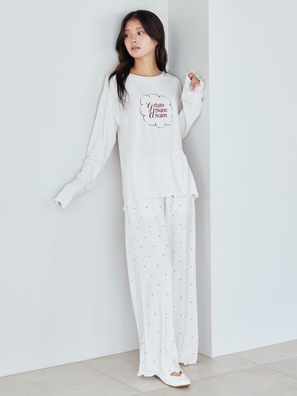 ドット柄ロングパンツ(ロングパンツ)｜ルームウェア・パジャマ通販の