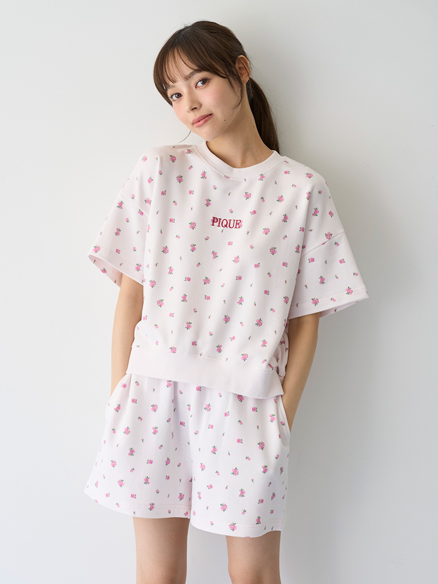 オフィシャル・直営店舗限定】小花柄裏毛プルオーバー＆ショートパンツ