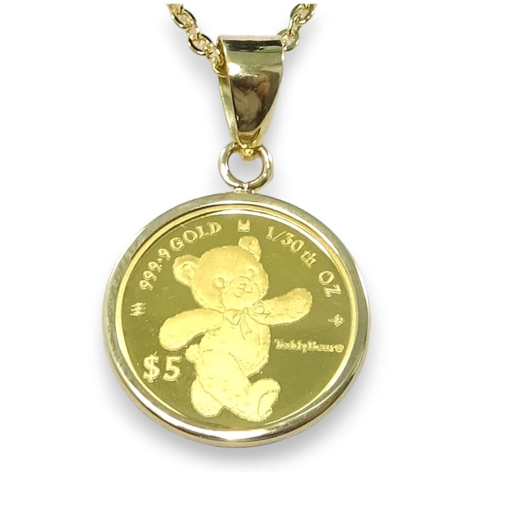 純金999.9 テディベアコインペンダントトップ K24 1/30oz ＄5