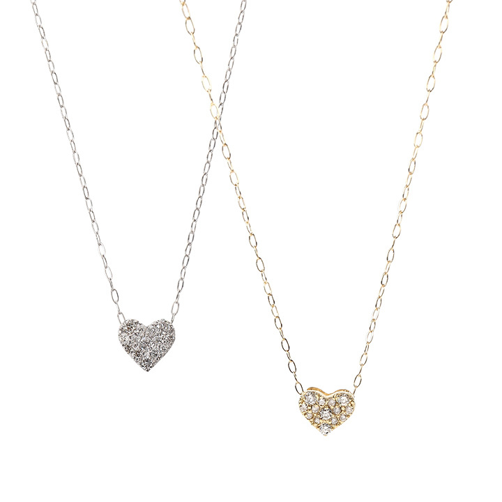 ハート型 ダイヤネックレス ゴールド・ホワイトゴールド ゴールド 18金