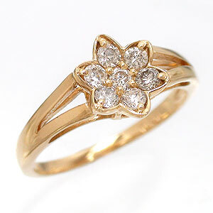 フラワー ダイヤリング ダイヤモンド 指輪 花 フラワーモチーフ 18金