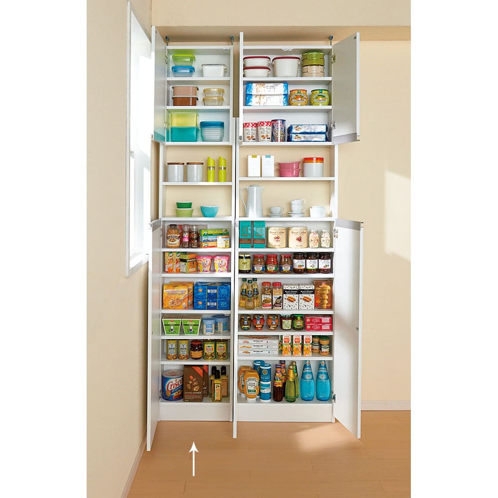 薄型で省スペースキッチン突っ張り収納庫 扉タイプ 幅45cm・奥行19cm