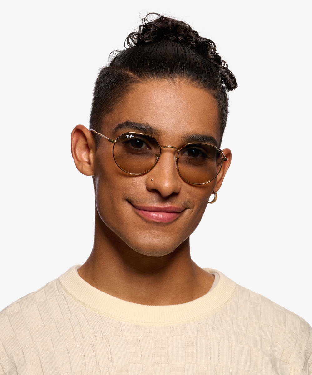 Ray-Ban RB3565 Jack - Geometric Gold Frame Prescription Sunglasses