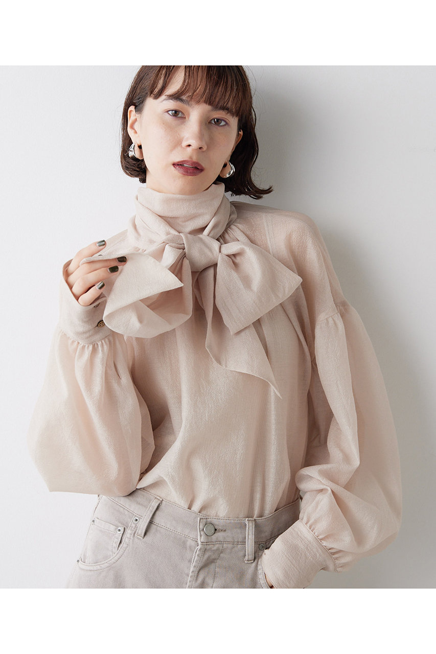 Whim Gazette(ウィム ガゼット)｜オーガンザボウブラウス/ベビーピンク