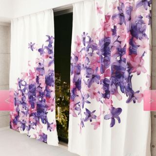Radyリゾートフラワーカーテンホワイト100×200リゾフラタッセル2点set