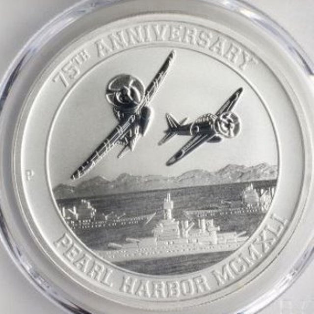 ☆ 零戦 真珠湾攻撃75年 ☆PCGSMS70 1OZ純銀貨 2016年 ツバルの
