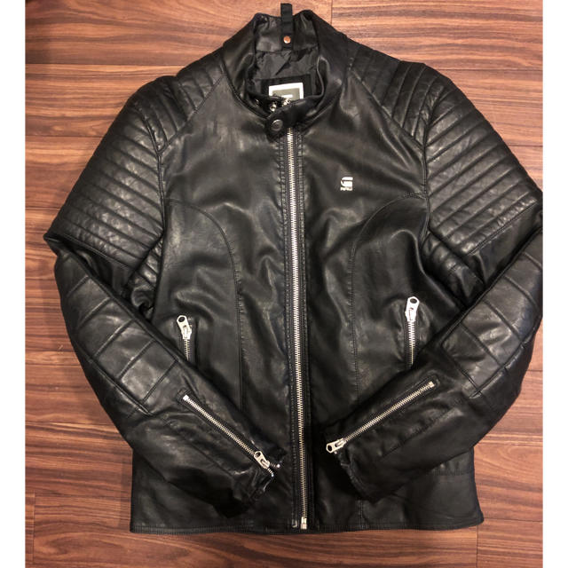 未使用】ジースターロゥ レザーボンバージャケット 牛革 リブ 金ボタン