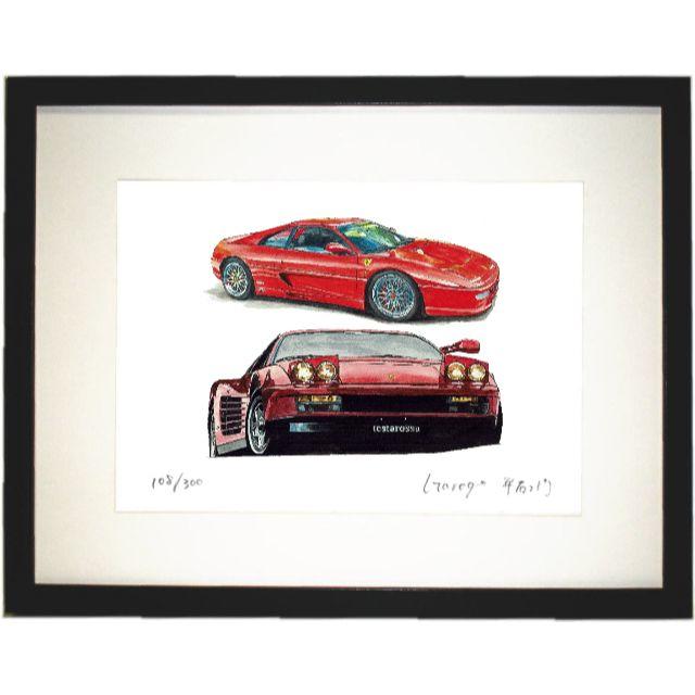 GC-1114 F355/テスタロッサ限定版画 直筆サイン額装○作家平右ヱ門の