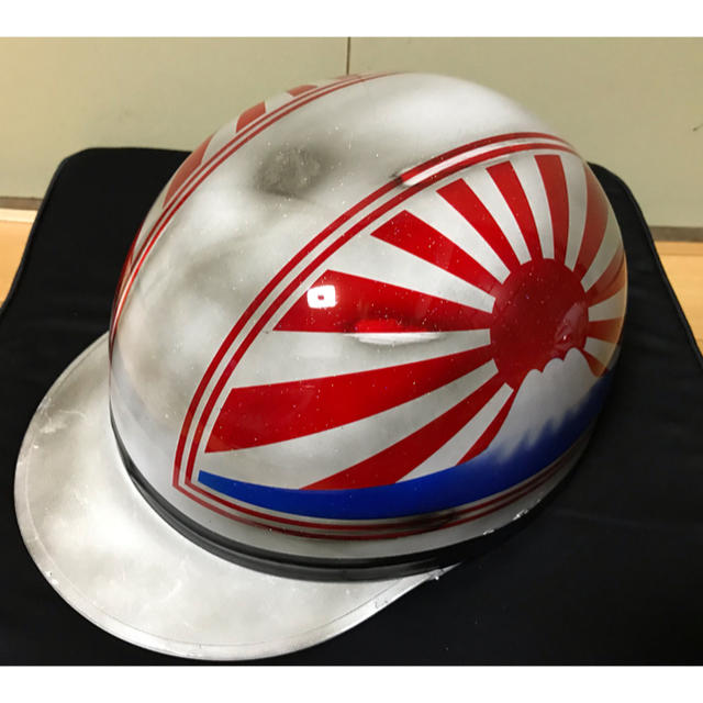 新品塗装品 7色ラメ入り やられ 富士日章 コルク半 ヘルメット ツヤ