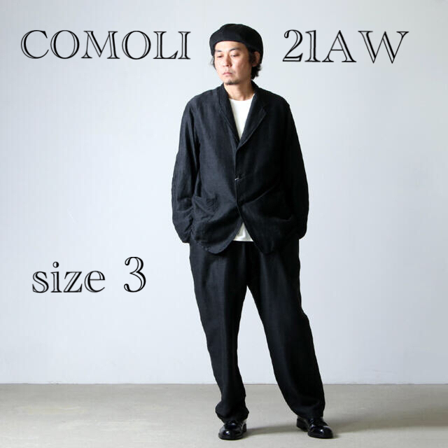 COMOLI - COMOLI コモリ 21AW ウールシルク セットアップ ネイビーの