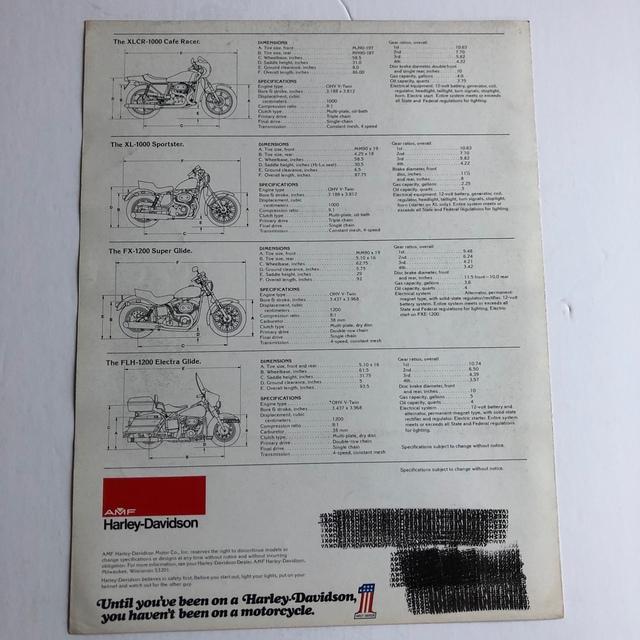 Harley Davidson - ハーレーダビッドソンAMF「アメリカ版カタログ」④