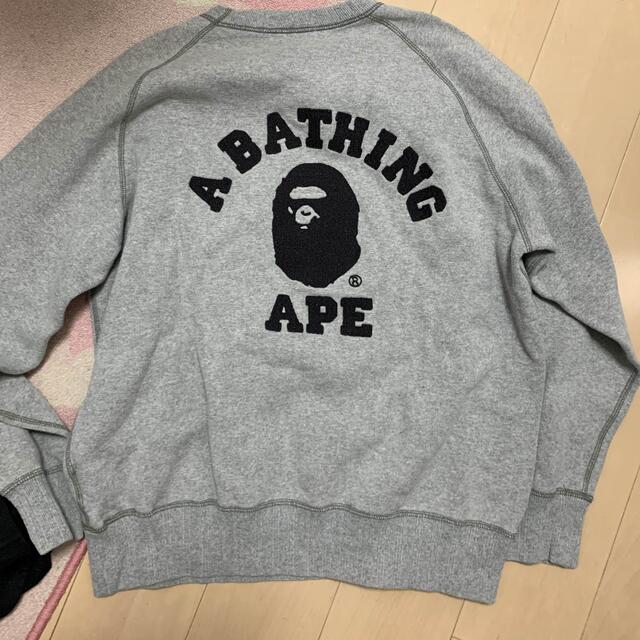 A BATHING APE - 激レアL！ BAPEカレッジ猿刺繍スウェット灰の通販 by