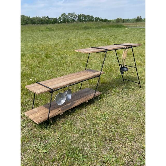 吊り下げ3段シェルフ70 アンティークウッド アイアンラック/アイアン