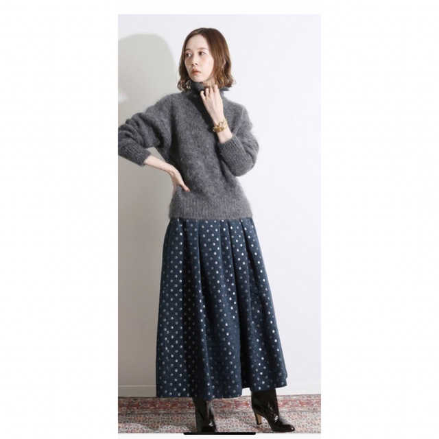 IENA LA BOUCLE ドットジャガードタックスカート