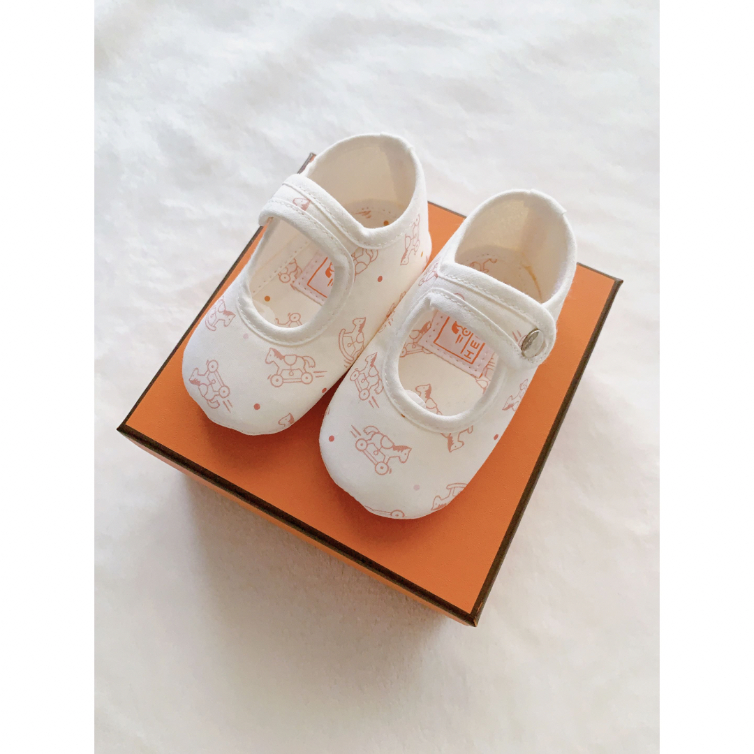 HERMES - HERMES ベビーシューズ アダダ・ドットRIF ローズリラ 新品